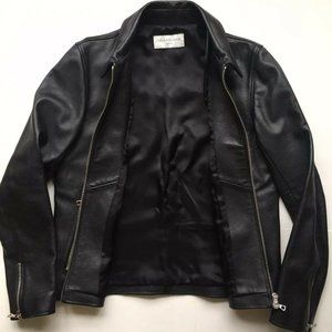 Officine Generale Mens Black Leather Bomber